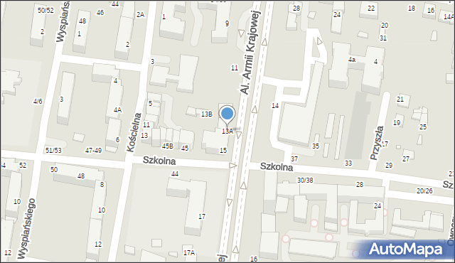 Piotrków Trybunalski, Al. Armii Krajowej, 13A, mapa Piotrków Trybunalski