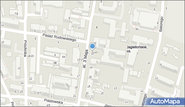 Piotrków Trybunalski, Aleja 3 Maja, 12, mapa Piotrków Trybunalski