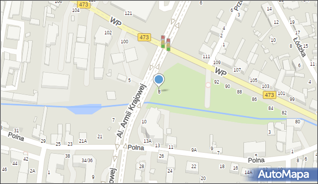 Piotrków Trybunalski, Aleja Armii Krajowej, 8, mapa Piotrków Trybunalski