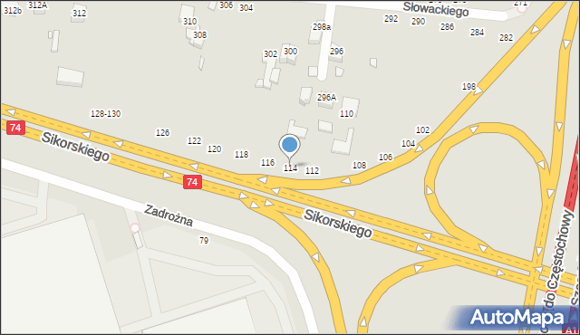 Piotrków Trybunalski, Aleja Sikorskiego Władysława, gen., 114, mapa Piotrków Trybunalski