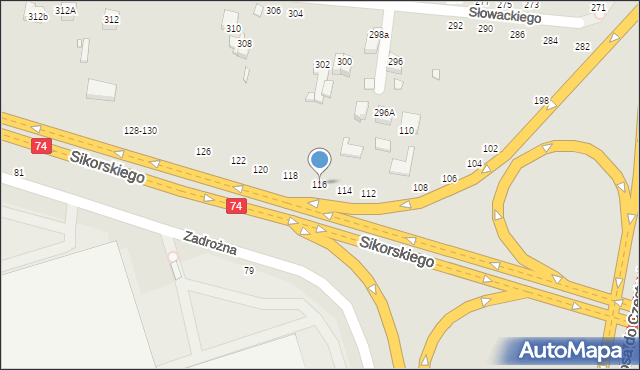 Piotrków Trybunalski, Aleja Sikorskiego Władysława, gen., 116, mapa Piotrków Trybunalski