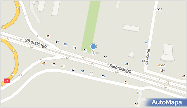 Piotrków Trybunalski, Aleja Sikorskiego Władysława, gen., 72, mapa Piotrków Trybunalski