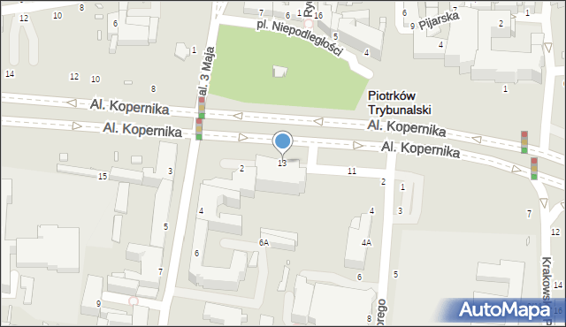 Piotrków Trybunalski, Aleje Kopernika Mikołaja, 13, mapa Piotrków Trybunalski