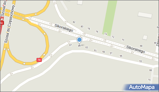 Piotrków Trybunalski, Aleje Sikorskiego Władysława, gen., 65, mapa Piotrków Trybunalski
