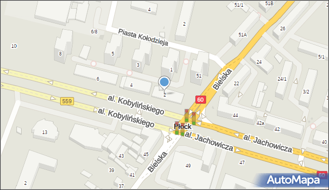 Płock, Aleja Kobylińskiego Floriana, 2, mapa Płock