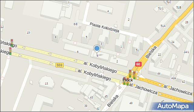 Płock, Aleja Kobylińskiego Floriana, 4, mapa Płock