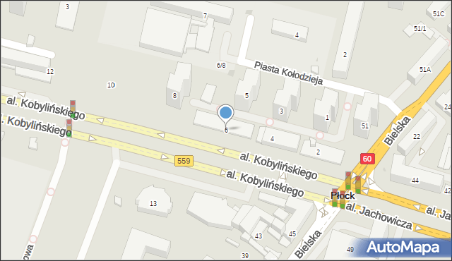 Płock, Aleja Kobylińskiego Floriana, 6, mapa Płock