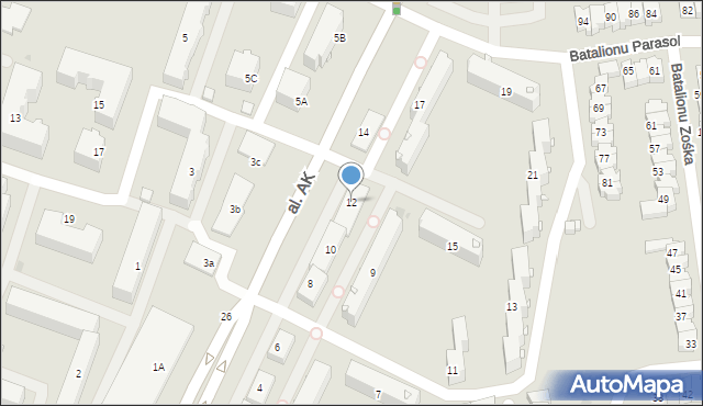Płock, Aleja Armii Krajowej, 12, mapa Płock