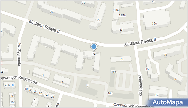 Płock, Aleja Jana Pawła II, 74, mapa Płock