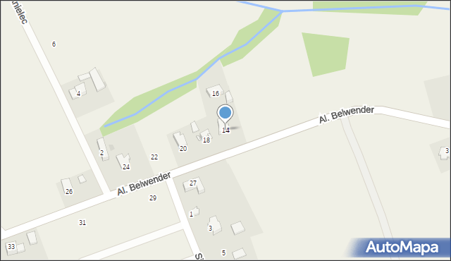 Poręba Żegoty, Aleje Belwender, 14, mapa Poręba Żegoty