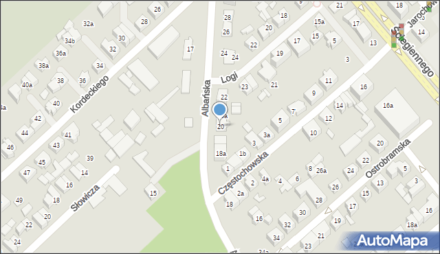 Poznań, Albańska, 20, mapa Poznania