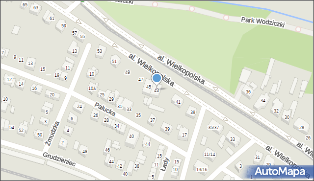 Poznań, Aleja Wielkopolska, 43, mapa Poznania