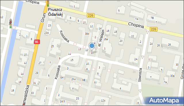 Pruszcz Gdański, Aleja Waląga Józefa, ks., 10, mapa Pruszcz Gdański