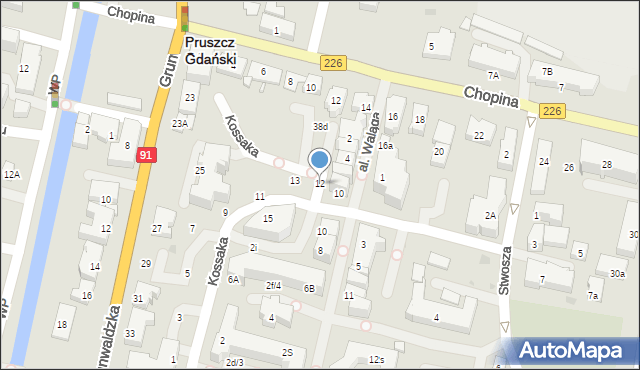Pruszcz Gdański, Aleja Waląga Józefa, ks., 12, mapa Pruszcz Gdański
