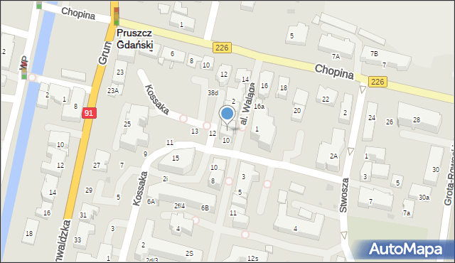 Pruszcz Gdański, Aleja Waląga Józefa, ks., 8, mapa Pruszcz Gdański