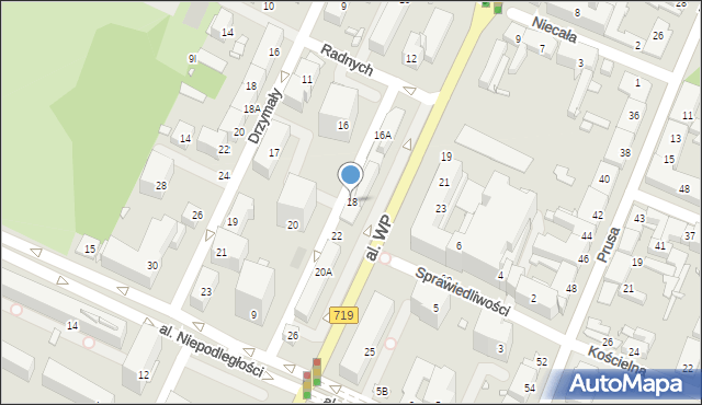 Pruszków, Aleja Wojska Polskiego, 18, mapa Pruszków