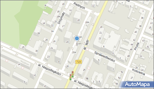 Pruszków, Aleja Wojska Polskiego, 22, mapa Pruszków