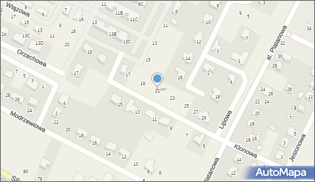 Psarskie, Aleja Platanowa, 21, mapa Psarskie
