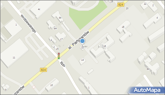 Puławy, Aleja Partyzantów, 12, mapa Puław