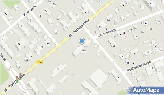 Puławy, Aleja Partyzantów, 28a, mapa Puław