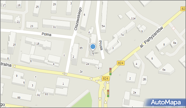 Puławy, Aleja Partyzantów, 5, mapa Puław