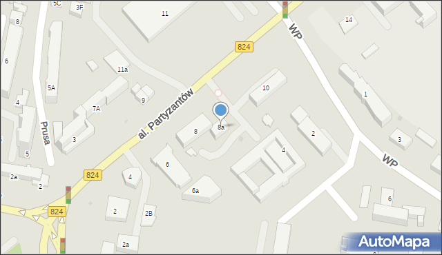 Puławy, Aleja Partyzantów, 8a, mapa Puław