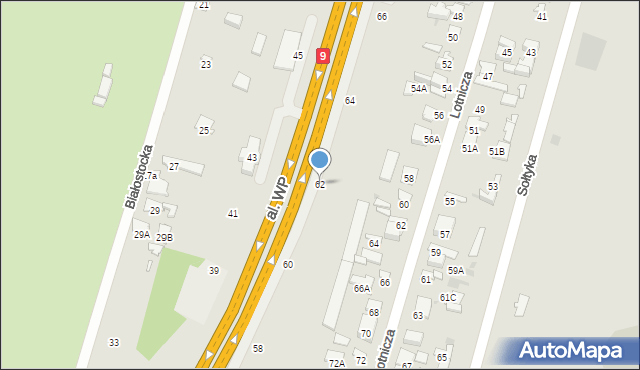 Radom, Aleja Wojska Polskiego, 62, mapa Radomia