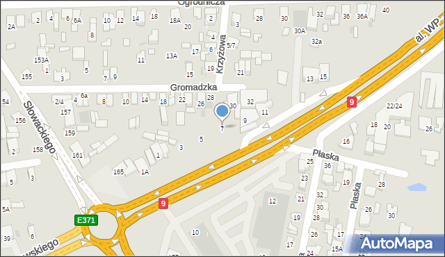 Radom, Aleja Wojska Polskiego, 7, mapa Radomia