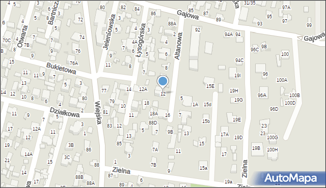 Radom, Altanowa, 12, mapa Radomia