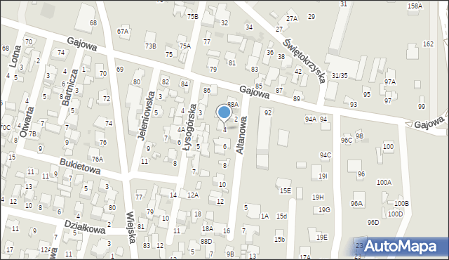 Radom, Altanowa, 4, mapa Radomia