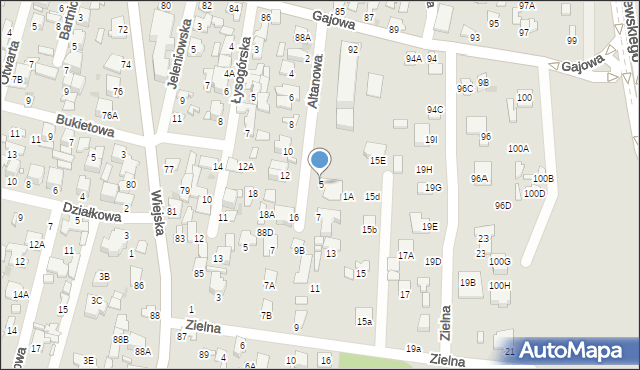 Radom, Altanowa, 5, mapa Radomia