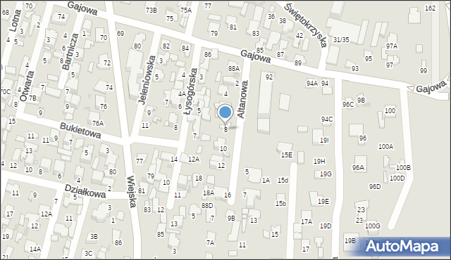 Radom, Altanowa, 8, mapa Radomia