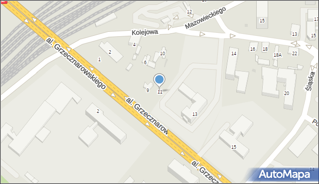 Radom, Aleja Grzecznarowskiego Józefa, 11, mapa Radomia