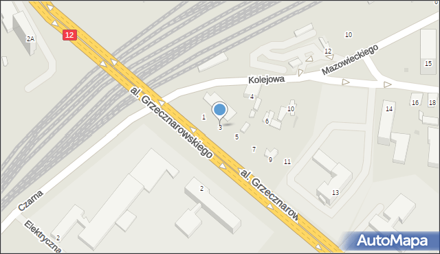 Radom, Aleja Grzecznarowskiego Józefa, 3, mapa Radomia