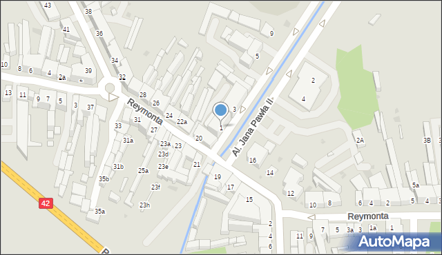 Radomsko, Aleje Jana Pawła II, 1, mapa Radomsko