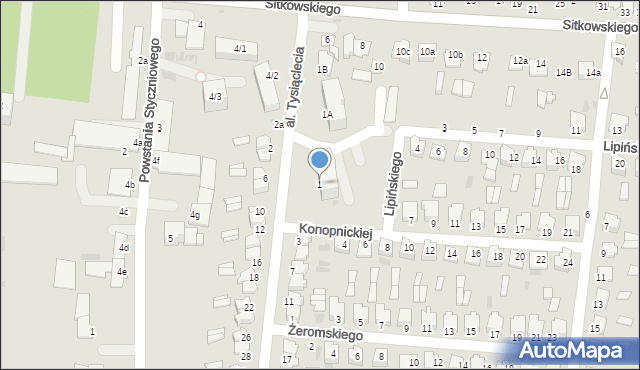 Radzyń Podlaski, Aleja Tysiąclecia, 1, mapa Radzyń Podlaski