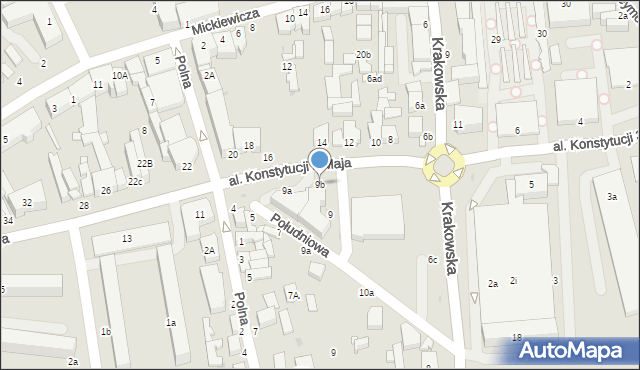 Rawa Mazowiecka, Aleja Konstytucji 3 Maja, 9b, mapa Rawa Mazowiecka