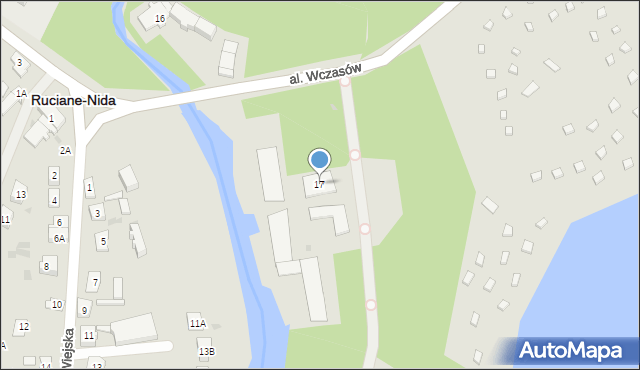 Ruciane-Nida, Aleja Wczasów, 17, mapa Ruciane-Nida