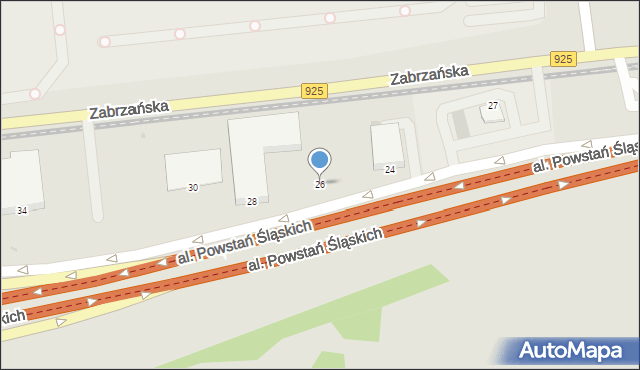 Ruda Śląska, Aleja Powstań Śląskich, 26, mapa Rudy Śląskiej