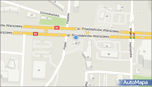 Rzeszów, Aleja Powstańców Warszawy, 16, mapa Rzeszów