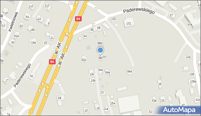 Rzeszów, Aleja Armii Krajowej, 94c, mapa Rzeszów