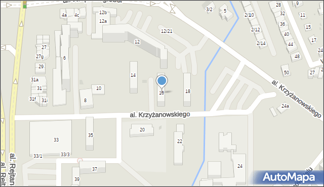 Rzeszów, Aleja Krzyżanowskiego Adama, prof., 16, mapa Rzeszów