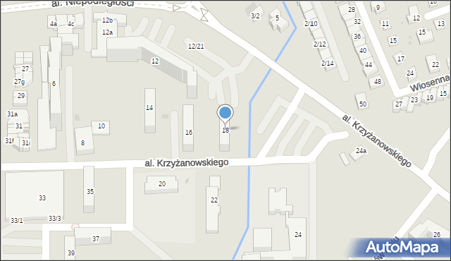 Rzeszów, Aleja Krzyżanowskiego Adama, prof., 18, mapa Rzeszów