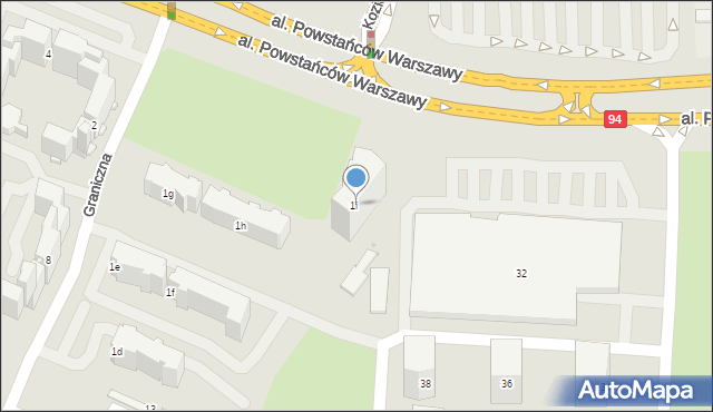 Rzeszów, Aleja Powstańców Warszawy, 1i, mapa Rzeszów