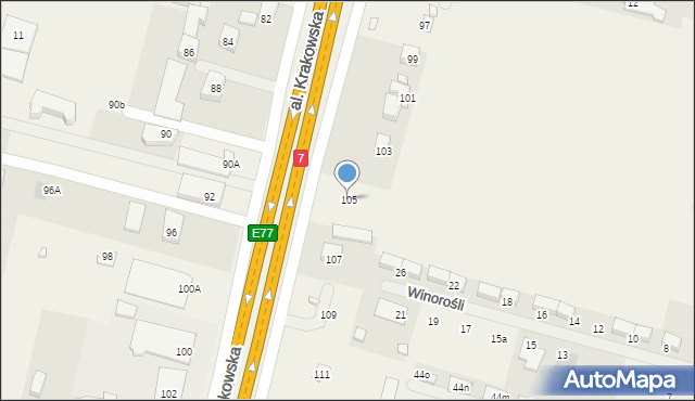 Sękocin Nowy, Aleja Krakowska, 105, mapa Sękocin Nowy