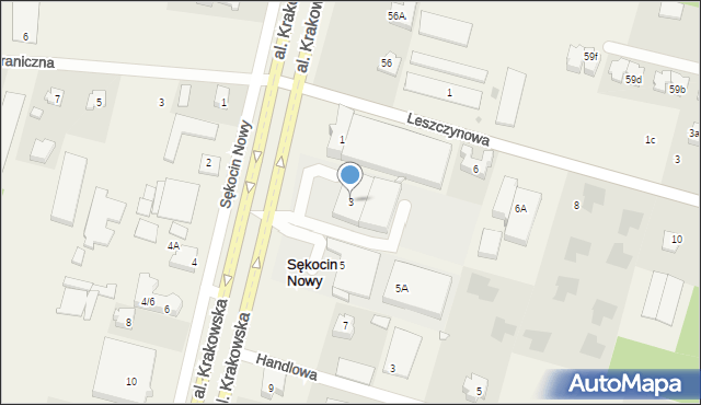Sękocin Nowy, Aleja Krakowska, 3, mapa Sękocin Nowy