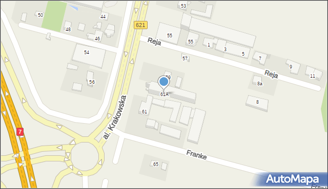 Sękocin Nowy, Aleja Krakowska, 61A, mapa Sękocin Nowy