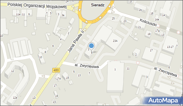 Sieradz, Aleja Zwycięstwa, 3, mapa Sieradz