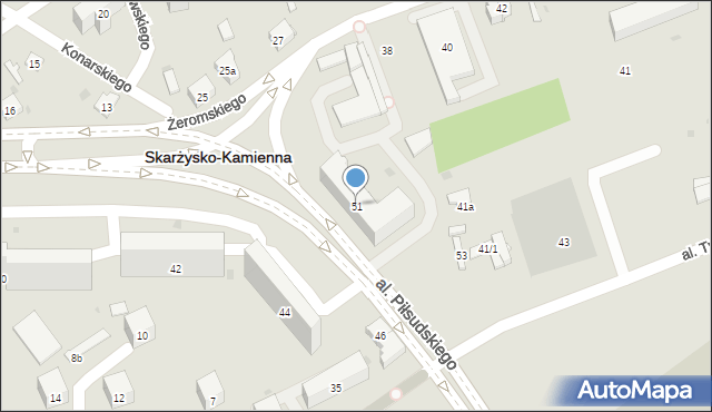 Skarżysko-Kamienna, Aleja Piłsudskiego Józefa, marsz., 51, mapa Skarżysko-Kamienna