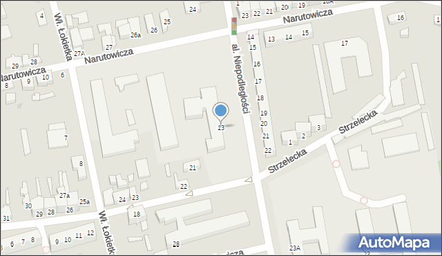 Słubice, Aleja Niepodległości, 13, mapa Słubice